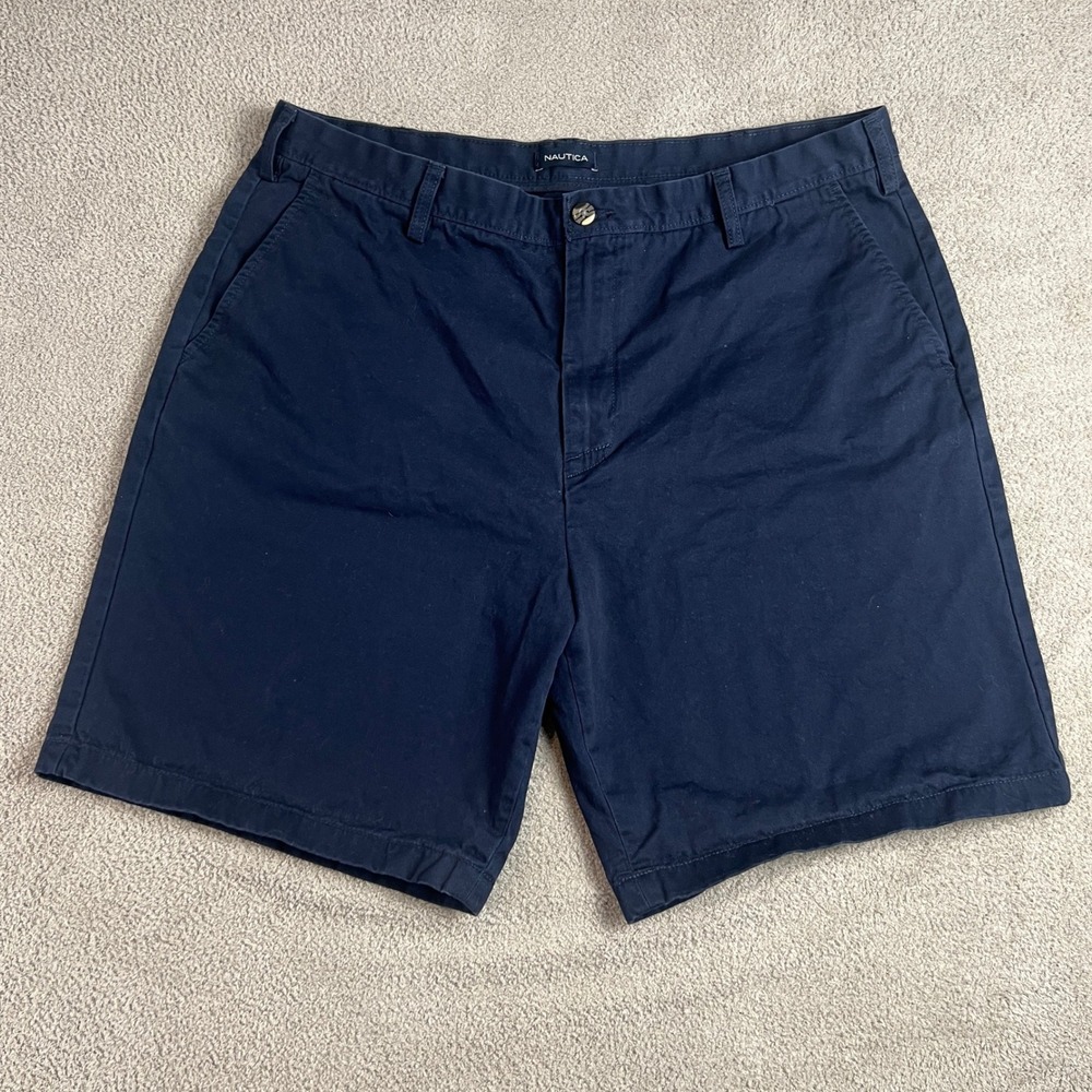 Nautica Shorts Size 40W Men's Navy Blue 100% Cotton Casual Chino Classy Everyday